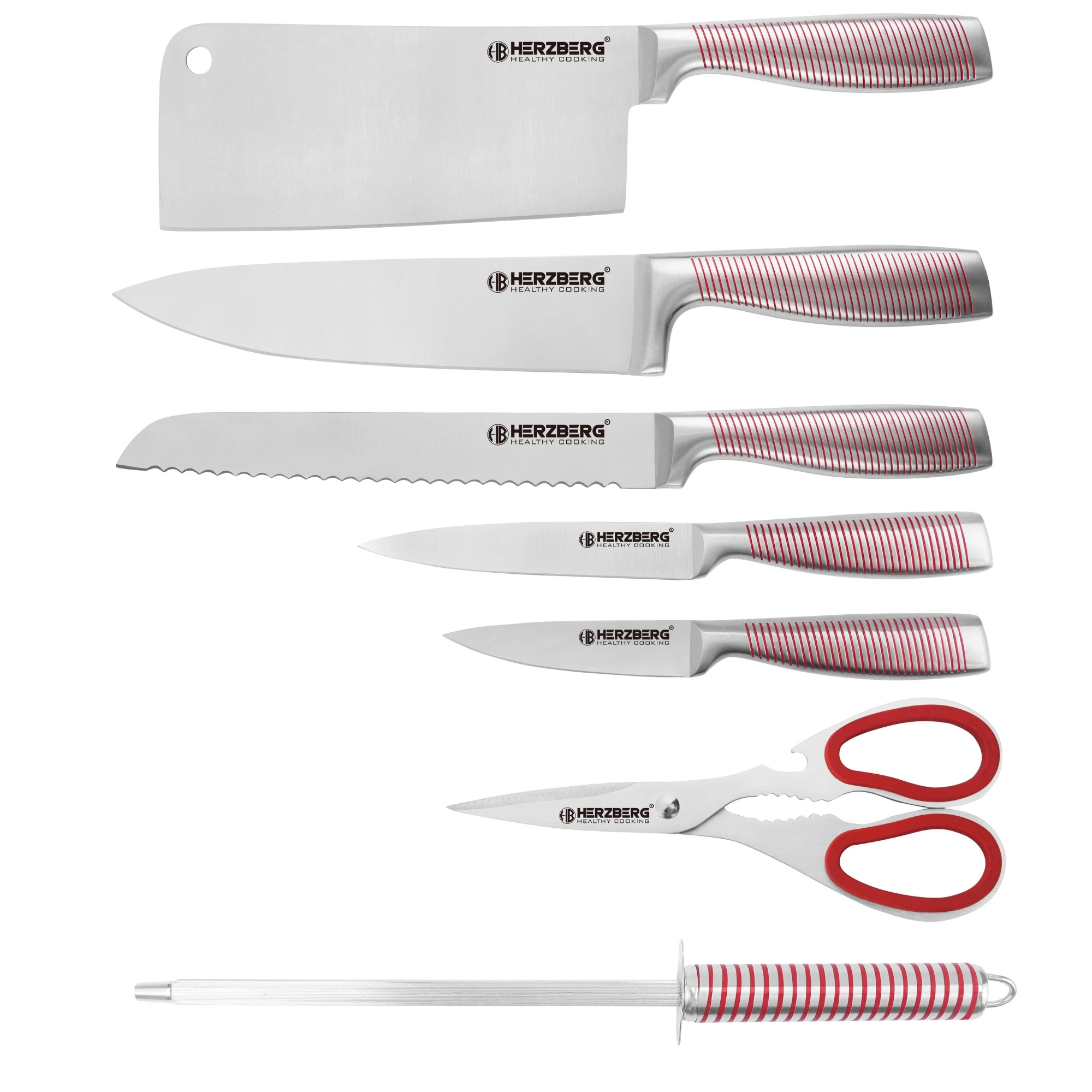 Herzberg HG-SKN8: 8 предметів S/S Knife Set + 360? Складна та поворотна акрилова підставка жовтого кольору