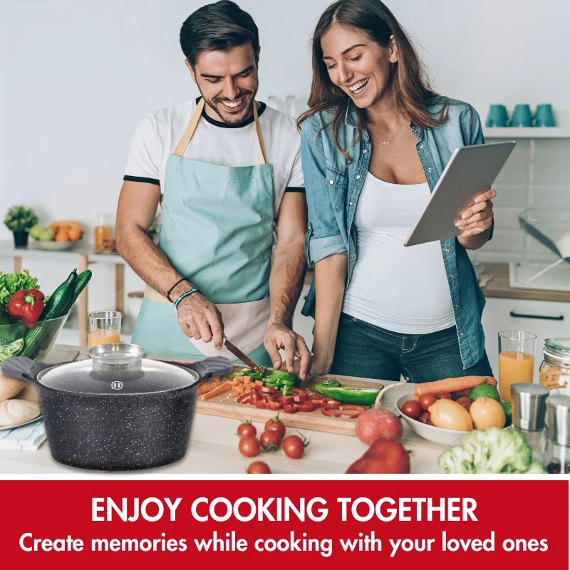 Herzog HR-5221: Каструля з мармуровим покриттям об’ємом 20 см і ручкою для ароматизації – 2,6 л